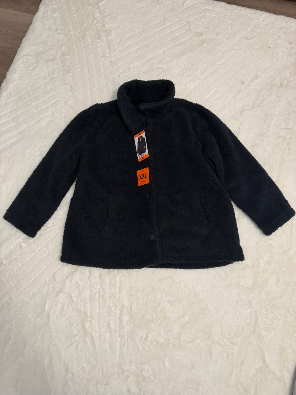 S2 Heat Women’s XXL Black Plush Sherpa Fleece Jacket Button Front NWT